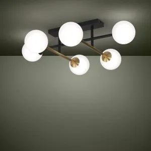 Eglo Paz 6 Light Ceiling Light - Black and Brass by Eglo, a Lighting for sale on Style Sourcebook