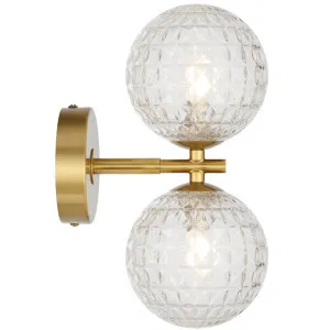 Telbix Antique Gold Felton 2 Light Wall Light - Clear Prism by Telbix, a Lighting for sale on Style Sourcebook