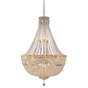 Classique Crystal Basket Chandelier with Luxe Glass Accents in Satin Brass - Large by Lighting Inspirations, a Lighting for sale on Style Sourcebook