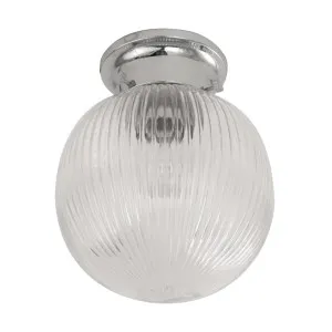 CLA Large Ribbed Sphere DIY Batten Fitting (B22) - Chrome & Clear by Compact Lamps Australia, a Lighting for sale on Style Sourcebook
