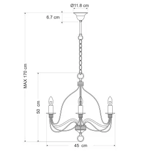 MDA Lighting Candice 3 Light Classic Candelabra Chandelier with Elegant Curved Arms - Black by MDA Lighting, a Lighting for sale on Style Sourcebook