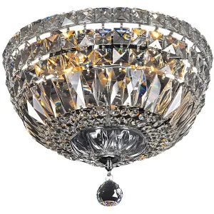 Classique Crystal Basket Flush Mount with Luxe Glass Accents in Chrome - Small by Lighting Inspirations, a Lighting for sale on Style Sourcebook