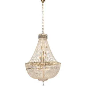 Classique Crystal Basket Chandelier with Luxe Glass Accents in Satin Brass - Extra Large by Lighting Inspirations, a Lighting for sale on Style Sourcebook