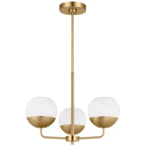 Alvin 3 Light Chandelier by Visual Comfort Generation Satin Brass by Visual Comfort & Co - Generation Lighting, a Lighting for sale on Style Sourcebook