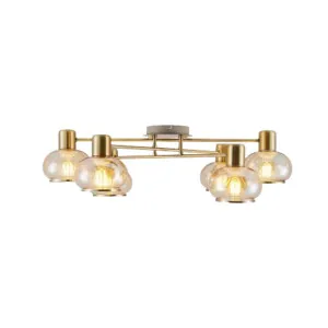 Telbix Marbell 6 Light Close to Ceiling (CTC) Light Antique Brass & Amber by Telbix, a Lighting for sale on Style Sourcebook