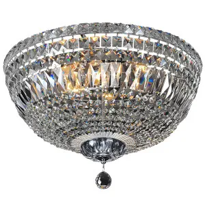 Classique Crystal Basket Flush Mount with Luxe Glass Accents in Chrome Medium by Lighting Inspirations, a Lighting for sale on Style Sourcebook