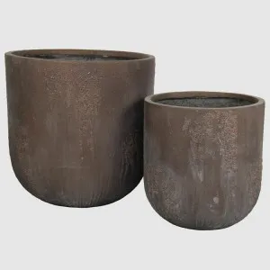 Oyster Lava Planter Large Set of 2 Brown by Florabelle Living, a Vases & Jars for sale on Style Sourcebook
