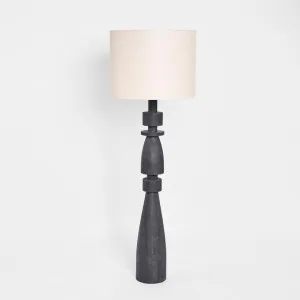 Magnus Wood Floor Lamp Black Base with Natural Shade by MRD Home, a Plant Holders for sale on Style Sourcebook