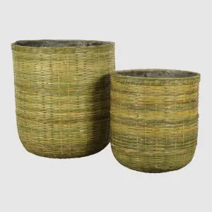 Village Planter Set of 2 Bamboo/Cement by Florabelle Living, a Vases & Jars for sale on Style Sourcebook