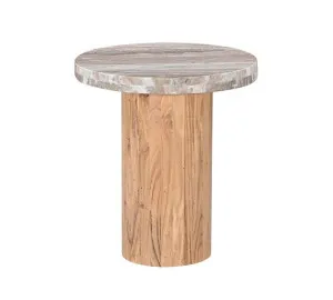 Alfred Toronto Marble & Acacia Wood Side Table by James Lane, a Side Table for sale on Style Sourcebook