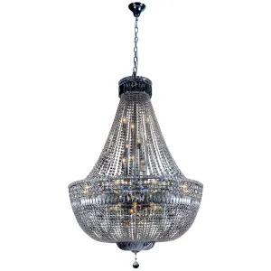 Classique Crystal Basket Chandelier with Luxe Glass Accents in Chrome - Large by Lighting Inspirations, a Lighting for sale on Style Sourcebook