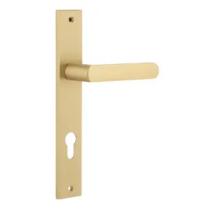 Osaka Lever - Rectangular - Brushed Brass - Entrance by Iver, a Door Hardware for sale on Style Sourcebook