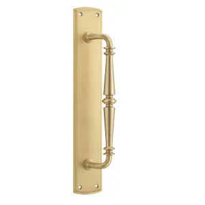 Sarlat Pull Handle - Brushed Brass - on Backplate by Iver, a Door Hardware for sale on Style Sourcebook