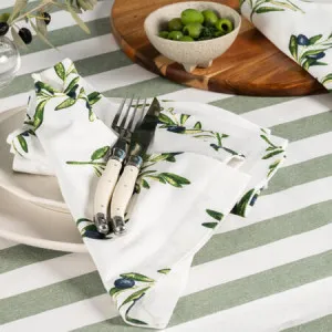 Cucina Stripe Tablecloth - 100% Cotton, White - Canningvale by Canningvale_Cucina, a Table Cloths & Runners for sale on Style Sourcebook