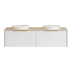 Ainsworth Vanity 1500mm Double Bowl SilkSurface Waterfall WG AC Top Wall hung, Upgraded, White Satin by Timberline, a Vanities for sale on Style Sourcebook