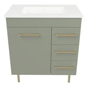 Bargo Vanity 750mm Centre Bowl Alpha Top On Legs, Olive Satin by Timberline, a Vanities for sale on Style Sourcebook