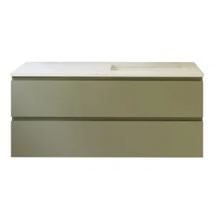 Billie Vanity 1200mm Right WG Basin SilkSurface UC Top Wall hung, Upgraded, Olive Satin by Timberline, a Vanities for sale on Style Sourcebook