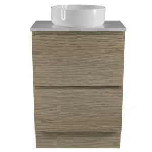 Billie Vanity 600mm Centre WG Basin SilkSurface AC Top Floor standing, Boston Oak by Timberline, a Vanities for sale on Style Sourcebook