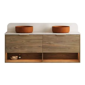 Kansas Vanity 1500mm Double Basins SilkSurface AC Top Wall hung, Upgraded, Natural Walnut by Timberline, a Vanities for sale on Style Sourcebook