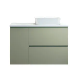 Marshall Vanity 900mm Right WG Basin SilkSurface AC Top Wall hung, Olive Satin by Timberline, a Vanities for sale on Style Sourcebook