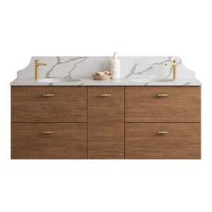 Marshall Vanity 1500mm Double WG Basins SilkSurface UC Top Wall hung, Upgraded, Florentine Walnut by Timberline, a Vanities for sale on Style Sourcebook