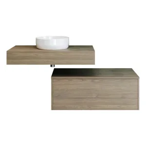 Milan Cabinet + Floating Top 900mm Centre Bowl 140mm Laminate Top Wall hung, Light Walnut by Timberline, a Vanities for sale on Style Sourcebook