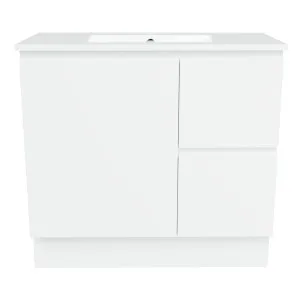 Nevada Vanity 900mm Centre Bowl Alpha Top Floor standing, White Satin by Timberline, a Vanities for sale on Style Sourcebook