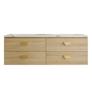 Nevada Plus Vanity 1500mm Double WG Basins SilkSurface UC Top Wall hung, Upgraded, Classic Oak by Timberline, a Vanities for sale on Style Sourcebook