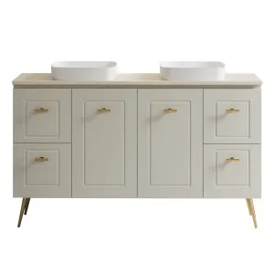 Nevada Classic Vanity 1500mm Double WG Basins SilkSurface AC Top On Legs, Upgraded, Grey Beige Satin by Timberline, a Vanities for sale on Style Sourcebook