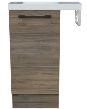 Oscar Vanity 550mm/400mm Left Bowl Nano Top with rail Floor standing, Notaio Walnut by Timberline, a Vanities for sale on Style Sourcebook