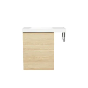 Oscar Vanity 550mm/400mm Left Bowl Nano Top with rail Wall Hung, Classic Oak by Timberline, a Vanities for sale on Style Sourcebook