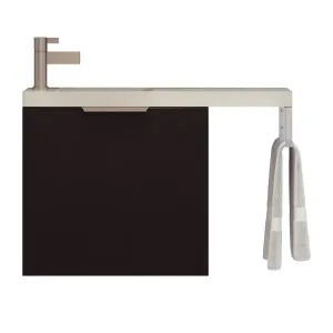 Oscar Vanity 800mm/550mm Left Bowl Nano Top with rail Wall Hung, Black Satin by Timberline, a Vanities for sale on Style Sourcebook