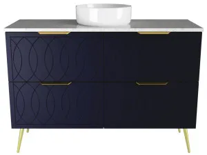 Sutherland House Vanity 1200mm Centre WG Basin SilkSurface AC Top On Legs, Navy Blue Satin by Timberline, a Vanities for sale on Style Sourcebook