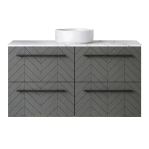 Sutherland House Vanity 1200mm Centre WG Basin SilkSurface AC Top Wall Hung, Steel Grey Satin by Timberline, a Vanities for sale on Style Sourcebook