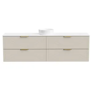 Sutherland House Vanity 2100mm Centre WG Basin SilkSurface AC Top Wall Hung, Grey Beige Satin by Timberline, a Vanities for sale on Style Sourcebook