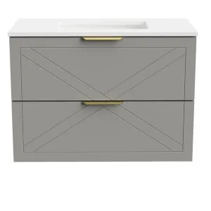 Sutherland House Vanity 900mm Centre WG Basin SilkSurface UC Top Wall Hung, Dark Grey Satin by Timberline, a Vanities for sale on Style Sourcebook