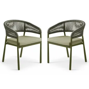 Coastal Outdoor Rope Dining Chairs Set of 2 in Green by Luxo Outdoors, a Outdoor Chairs for sale on Style Sourcebook