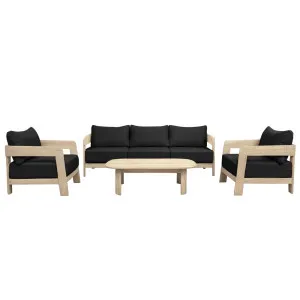 Elani 5 Seater Acacia Hardwood Outdoor Sofa Set in Black by Luxo Outdoors, a Outdoor Sofas for sale on Style Sourcebook