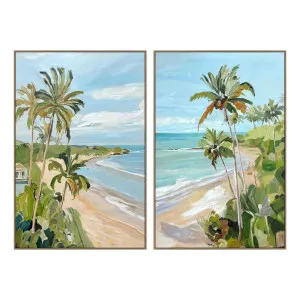 Calming Coastline Box Framed Canvas Set of 2 in 80 x 120cm by OZ Design, a Painted Canvases for sale on Style Sourcebook
