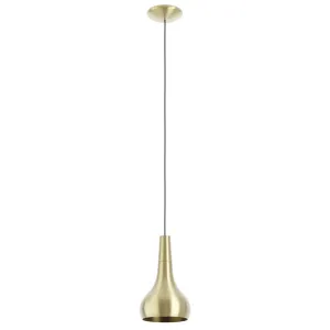 Eglo Sabinar Steel Dome Brushed Brass Pendant Small by Eglo, a Lighting for sale on Style Sourcebook