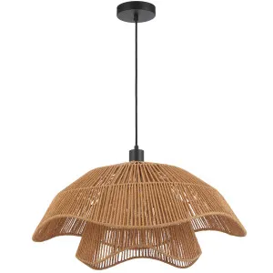 Telbix Zamora Sculptural Pendant with Woven Raffia Coastal Style - Natural by Telbix, a Lighting for sale on Style Sourcebook