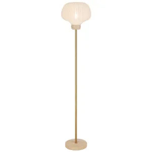 Telbix Vybor Travertine Detail Floor Lamp with Textured Fabric Shade Beige by Telbix, a Lamps for sale on Style Sourcebook