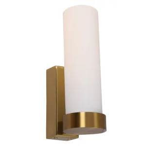 CLA Vara Minimalist Tubular Wall Light with Opal Glass Diffuser Brass by Compact Lamps Australia, a Wall Lighting for sale on Style Sourcebook