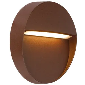 Telbix Terin Modern Outdoor Round LED Wall/Step Light in Textured Sand Finish Corten by Telbix, a Wall Lighting for sale on Style Sourcebook