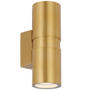 Telbix Sarnel Durable Outdoor Cylinder Wall Light with Up/Down Illumination Brass by Telbix, a Wall Lighting for sale on Style Sourcebook