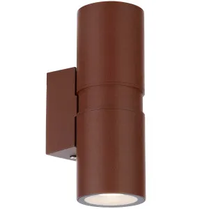 Telbix Sarnel Durable Outdoor Cylinder Wall Light with Up/Down Illumination Corten by Telbix, a Wall Lighting for sale on Style Sourcebook