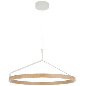 Telbix Truvon Medium Sculptural Ring LED Pendant for Contemporary Interiors - White and Oak by Telbix, a Lighting for sale on Style Sourcebook