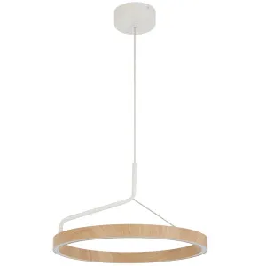 Telbix Truvon Sculptural Ring LED Pendant for Contemporary Interiors - White and Oak by Telbix, a Lighting for sale on Style Sourcebook