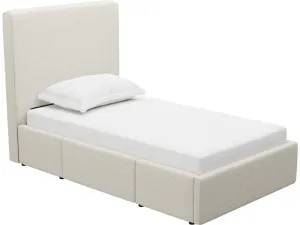 Aria Boucle Ivory Left Drawer Storage Bed by James Lane, a Beds & Bed Frames for sale on Style Sourcebook