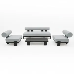 Modica 5 Seater Aluminium Outdoor Sofa Set in Black & Grey by Luxo Living, a Outdoor Sofas for sale on Style Sourcebook